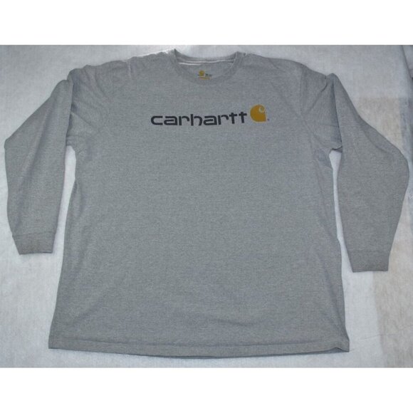 Carhartt Emea Mens T-Shirt Size 3XL Tall Original Fit Gray Core Logo Long Sleeve - Picture 1 of 12